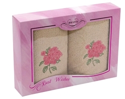 Набор полотенец  30*50 (2 штуки) Флора (бежевый) 138016