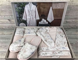 Набор Pupilla (халат жен.,полотенце 50*90, полотенце 70*140,тапочки) PUDRA 1968/02