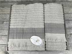 Набор  махровых полотенец 50*90+70*140(2 штуки) Pupilla EKOSE (св.серый) 142494