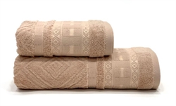 Набор полотенец KARVEN 50*90+70*140 Oya Danteli  (бежевый) 1586
