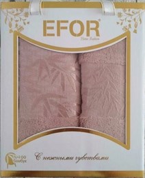 Набор  махровых полотенец 50*90+70*140(2 штуки) EFOR YAPRAK (розовый)